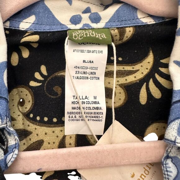 AGUA BENDITA Dean Antiqu Linen Blend Button Down Unisex NWT Medium - Picture 5 of 5